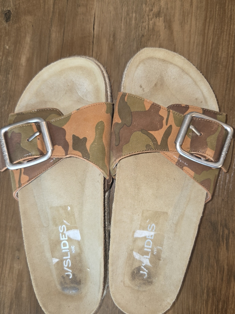 Camo Slide Sandals With Cork Footbed Size 7